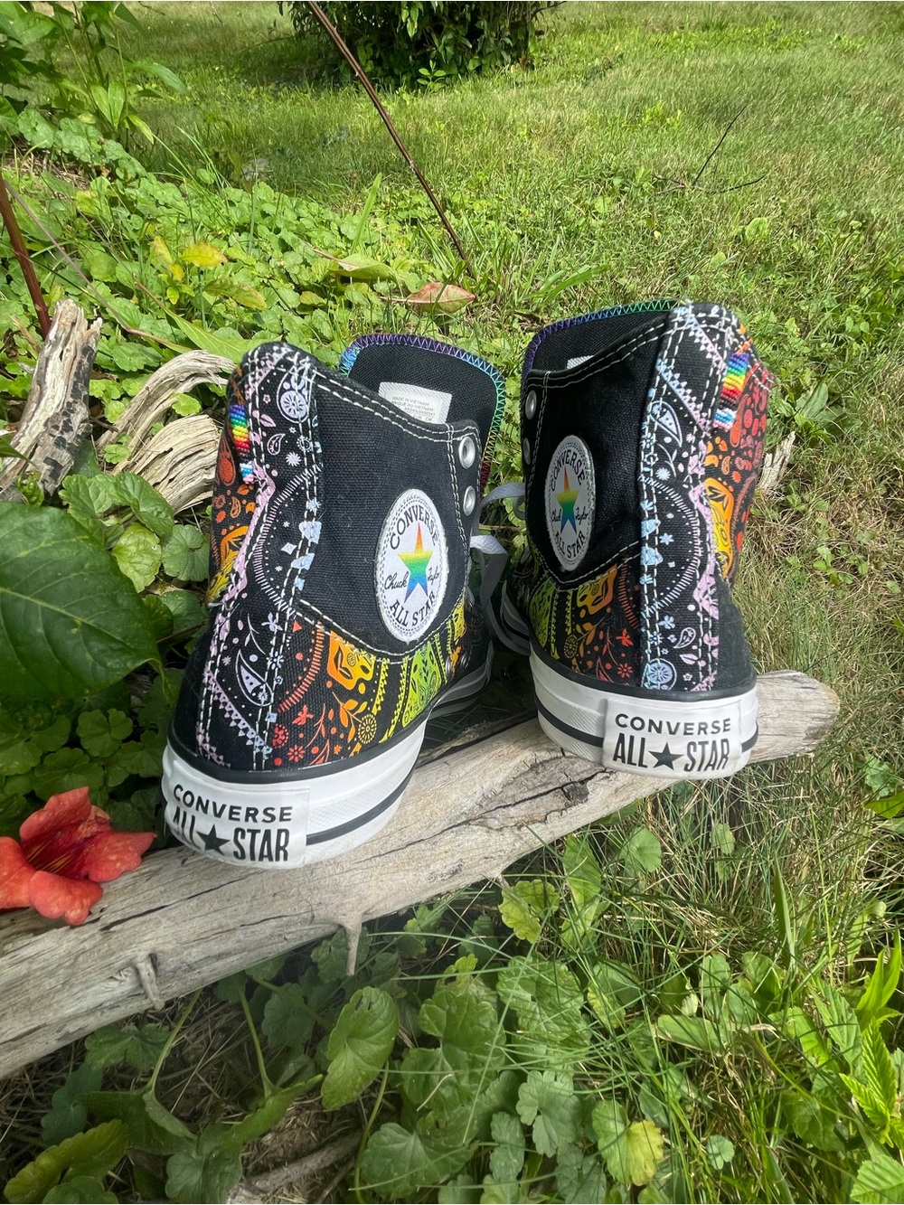 Converse Chuck Taylor All Star Rainbow Unisex Preowned M-7 W-9 Hi Top Sneakers - Picture 7 of 8